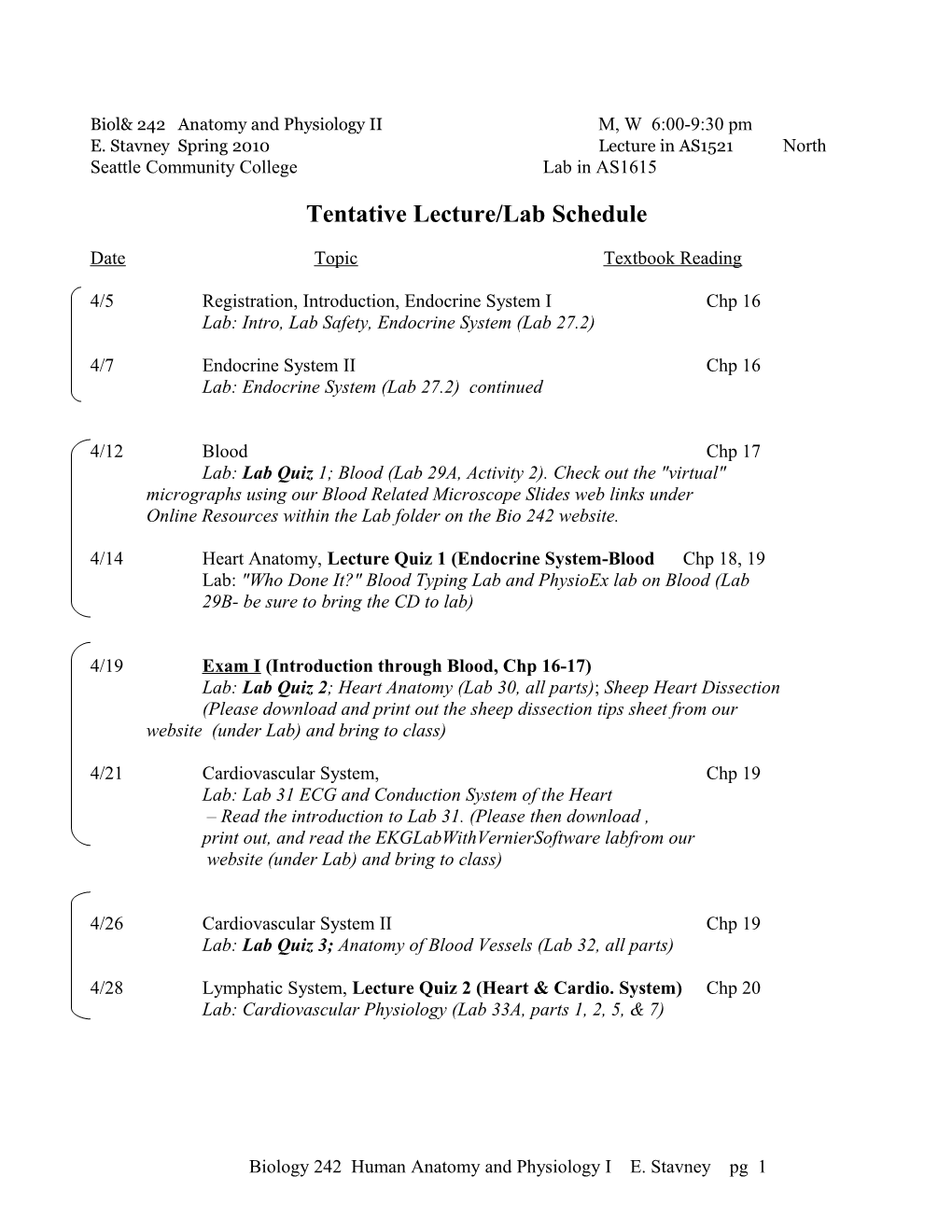 Bios 105 Anatomy and Physiology