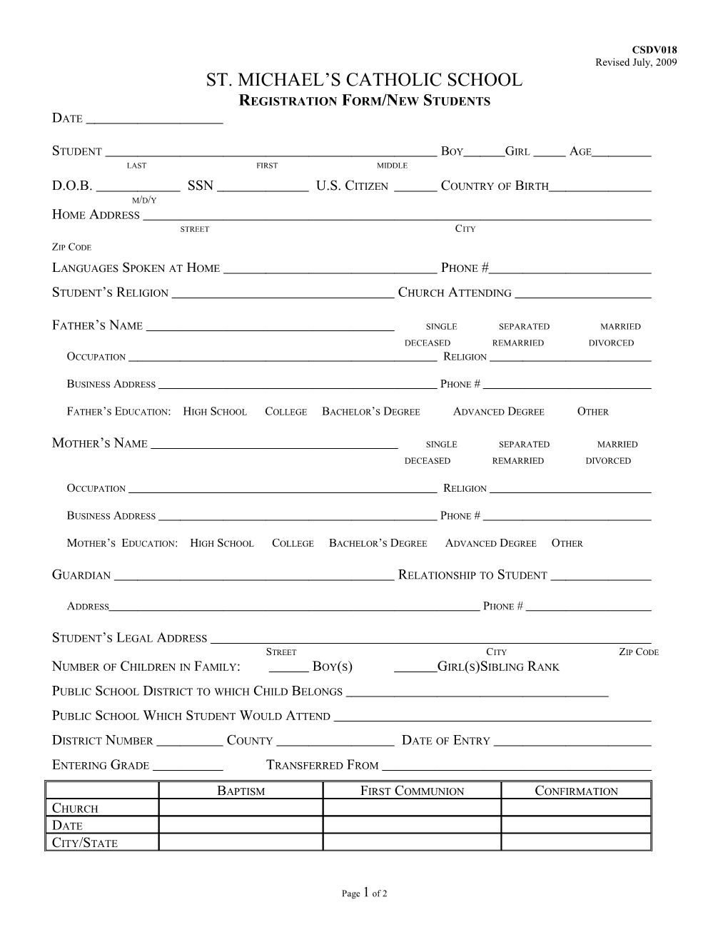 Registration Form (White)