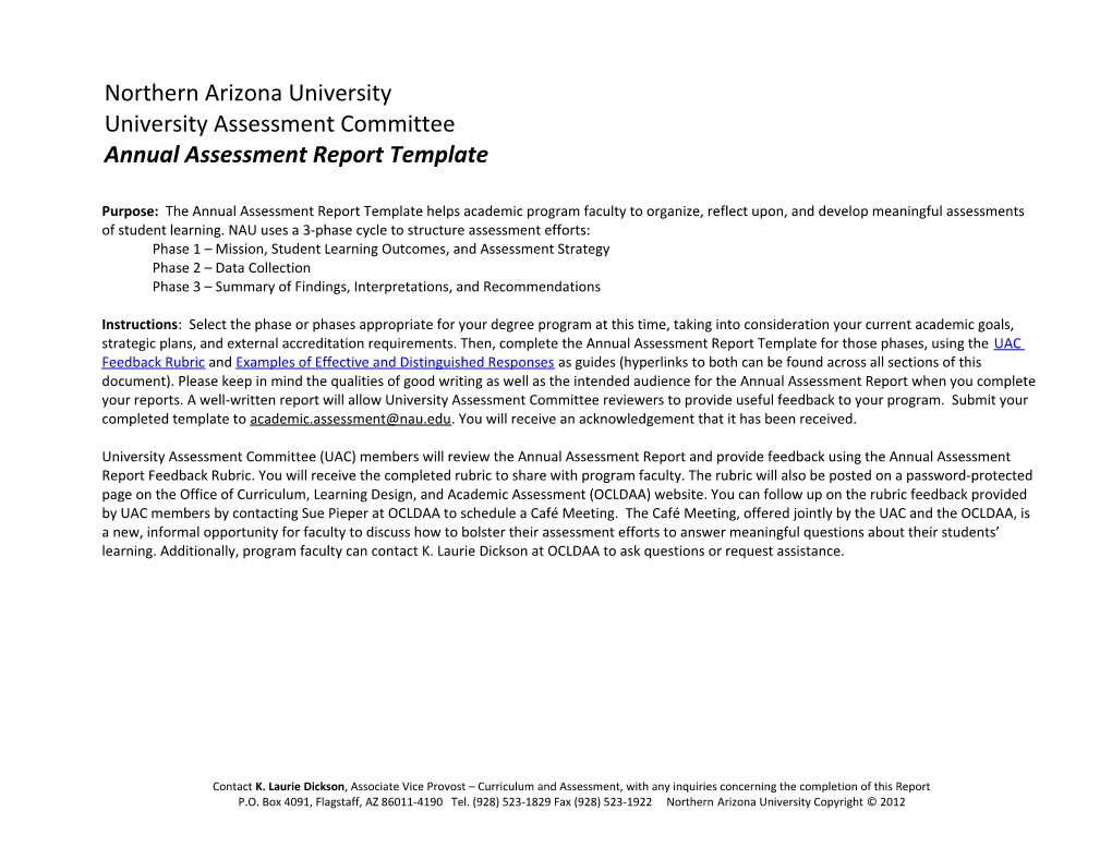 Phase 1 Mission, Student Learning Outcomes, and Assessment Strategy