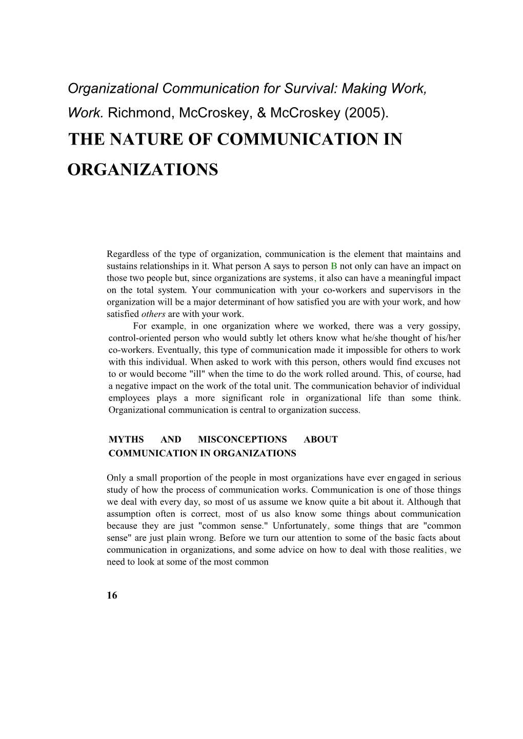 The Nature of Communication in Organizations