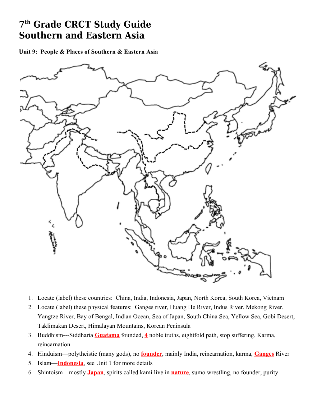 Unit 1: People & Places in SW Asia