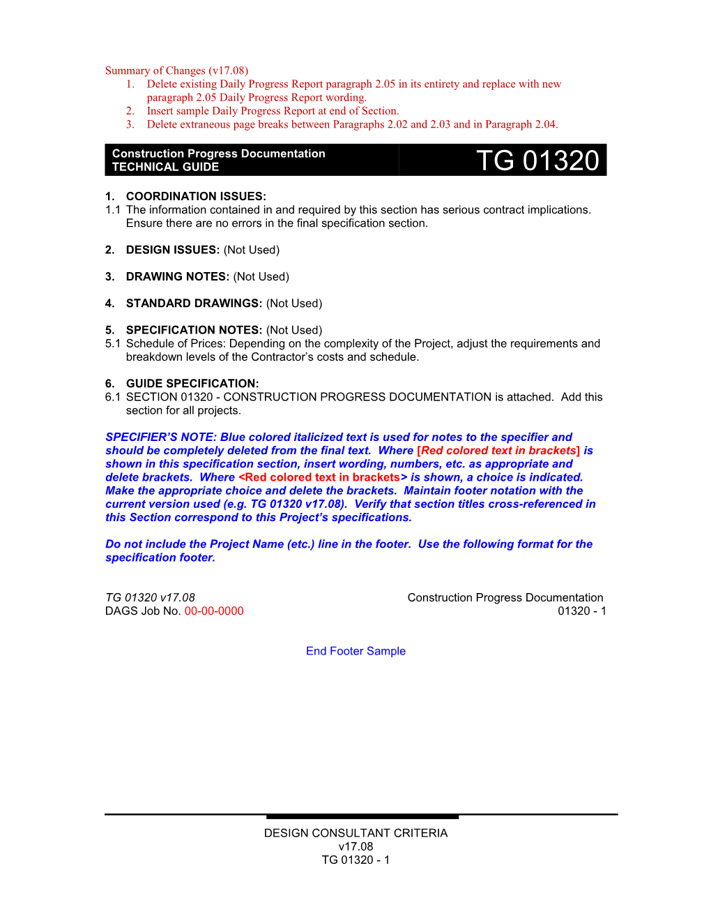 2. Insert Sample Daily Progress Report at End of Section