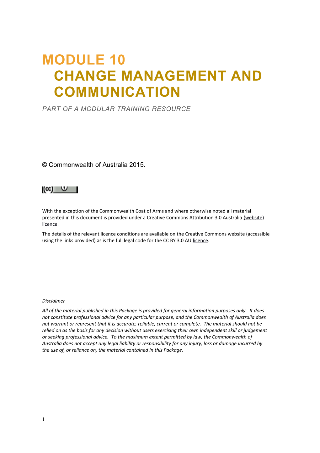 Module 10Change Management and Communication