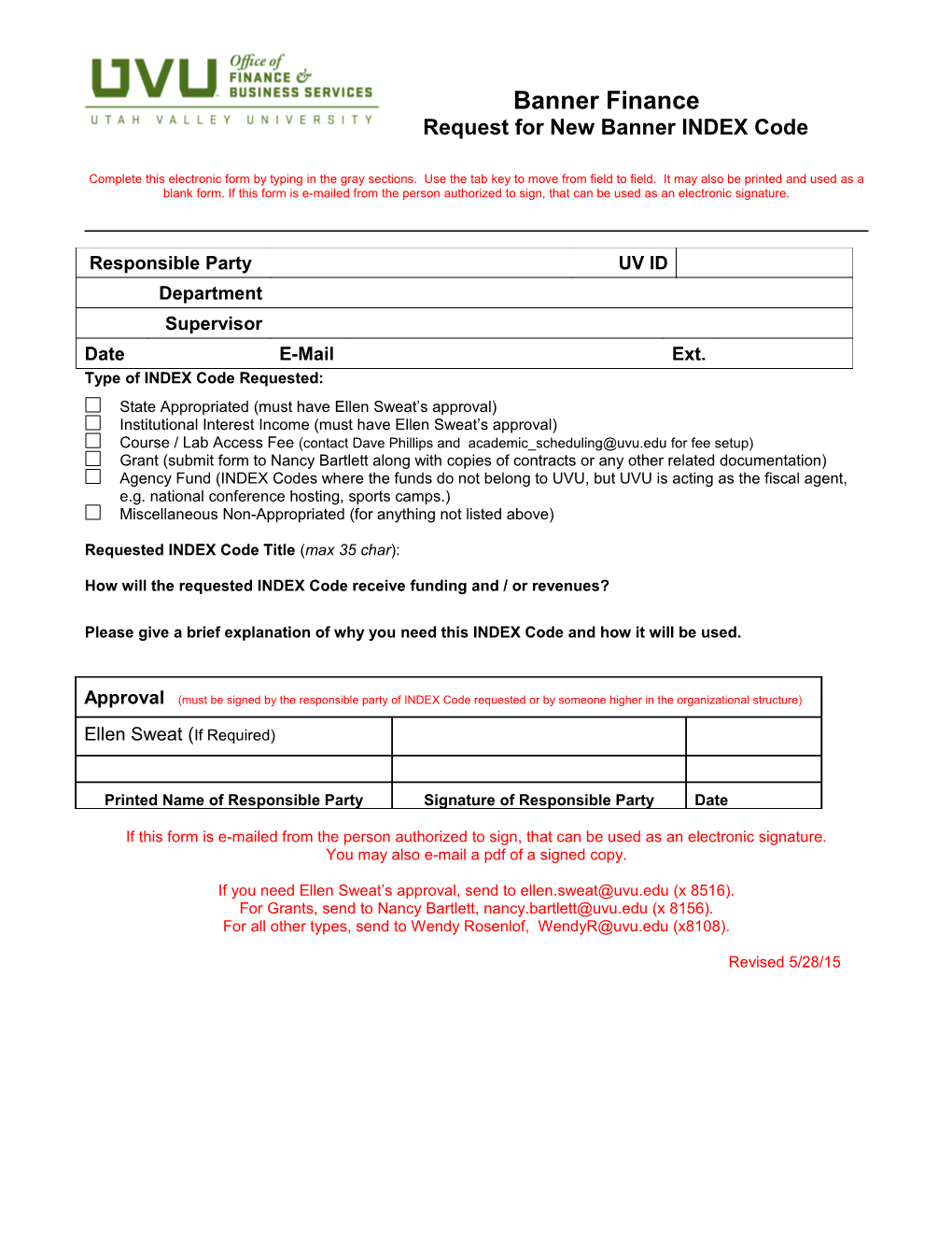 Banner Finance Access Form