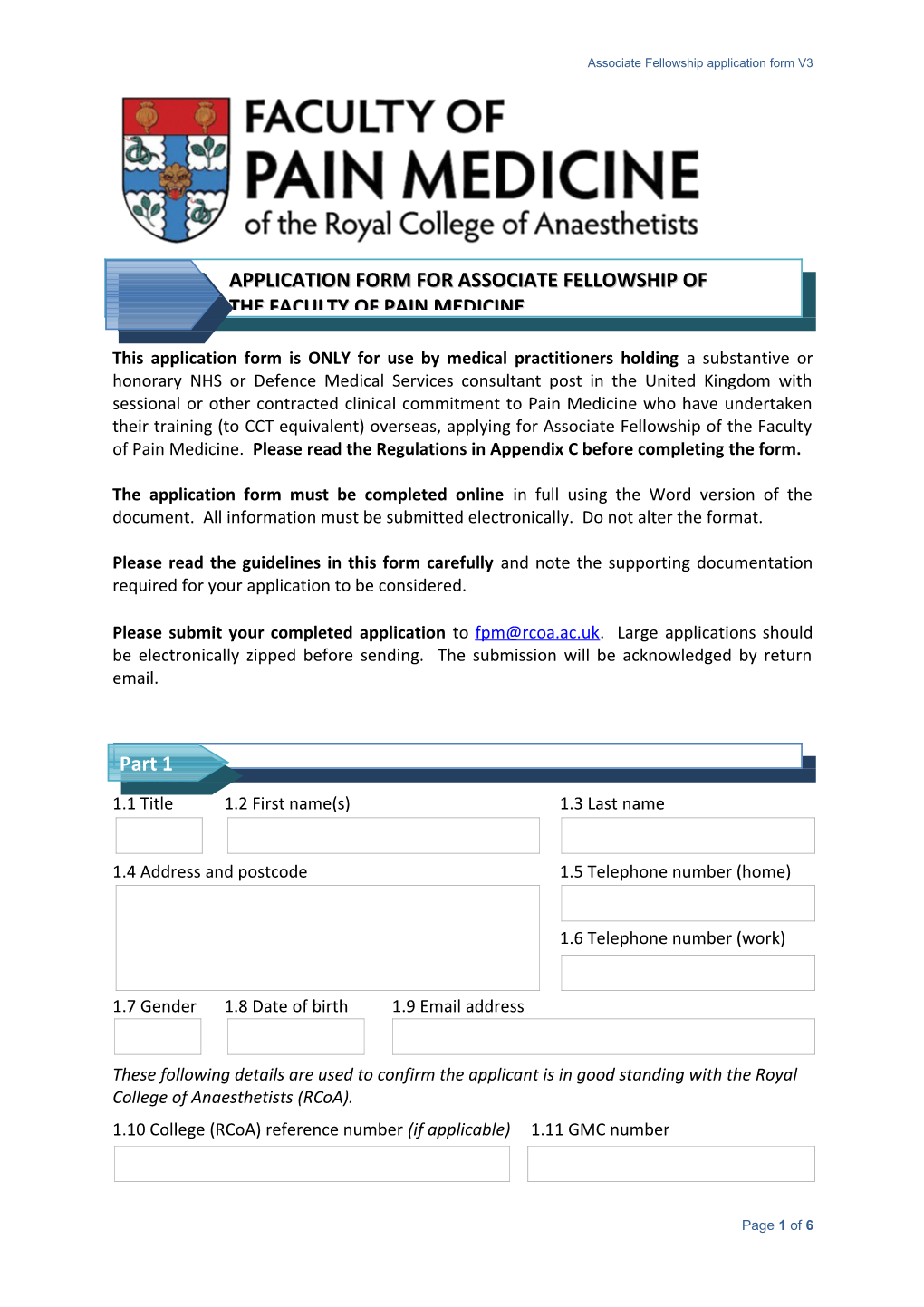 Associate Fellowship Application Form V3