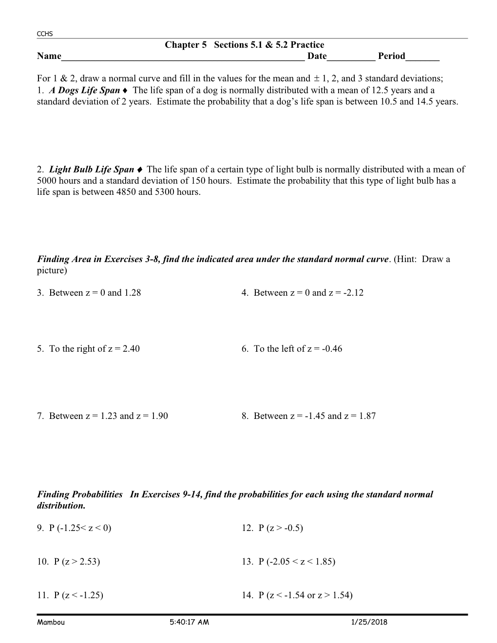 Math Tech IV Chapter 5 Sections 5