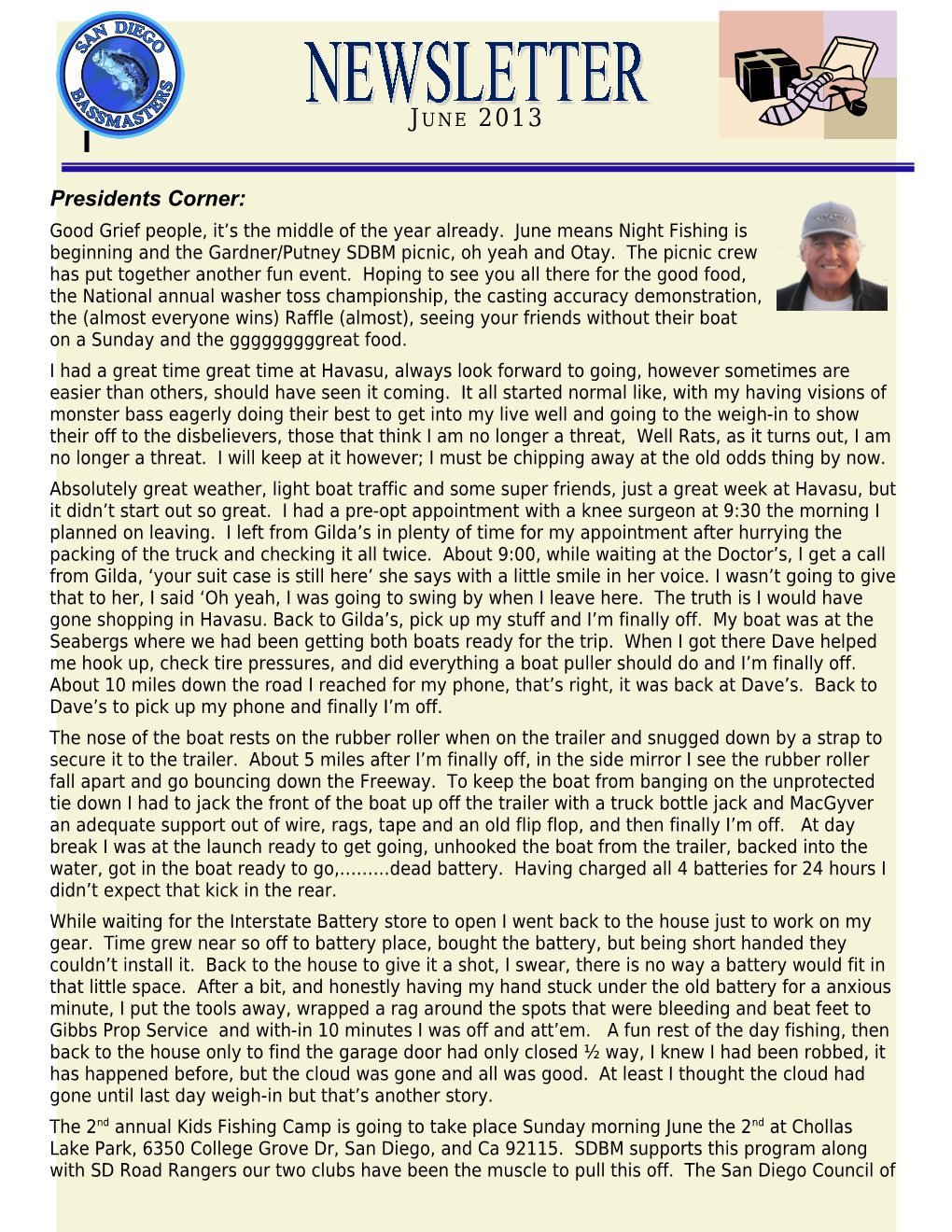 SAN DIEGO BASSMASTERS Page 1 January 2013 s3
