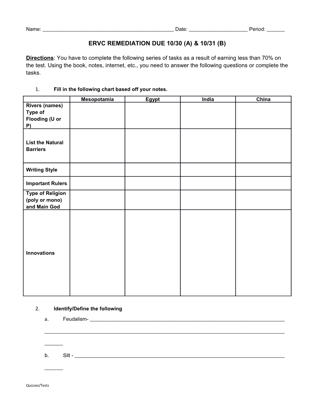 Ervc Remediation Due 10/30 (A) & 10/31 (B)