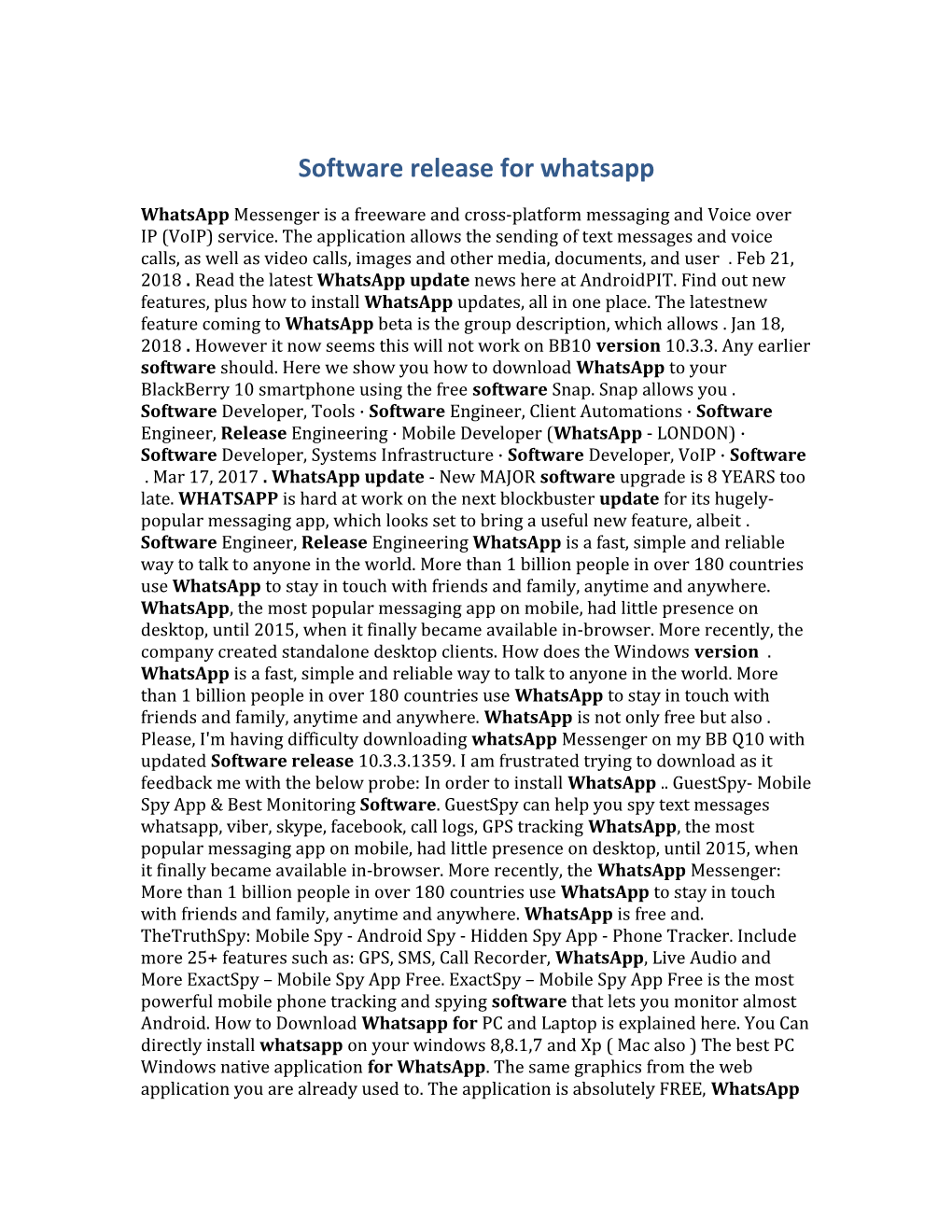 Software Release for Whatsapp