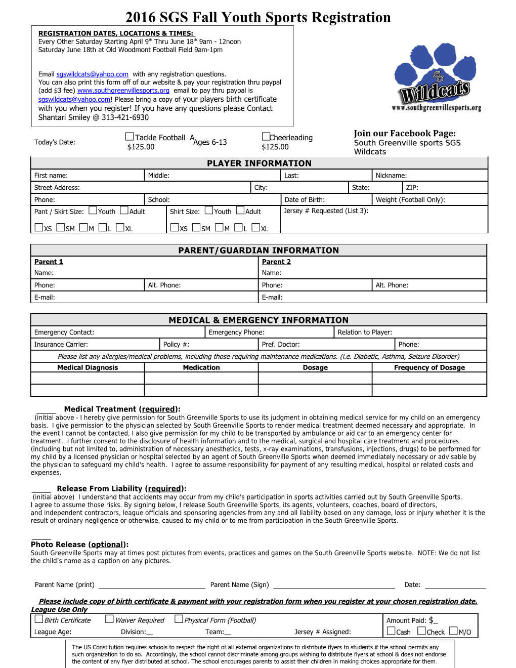Youth Sports Registration