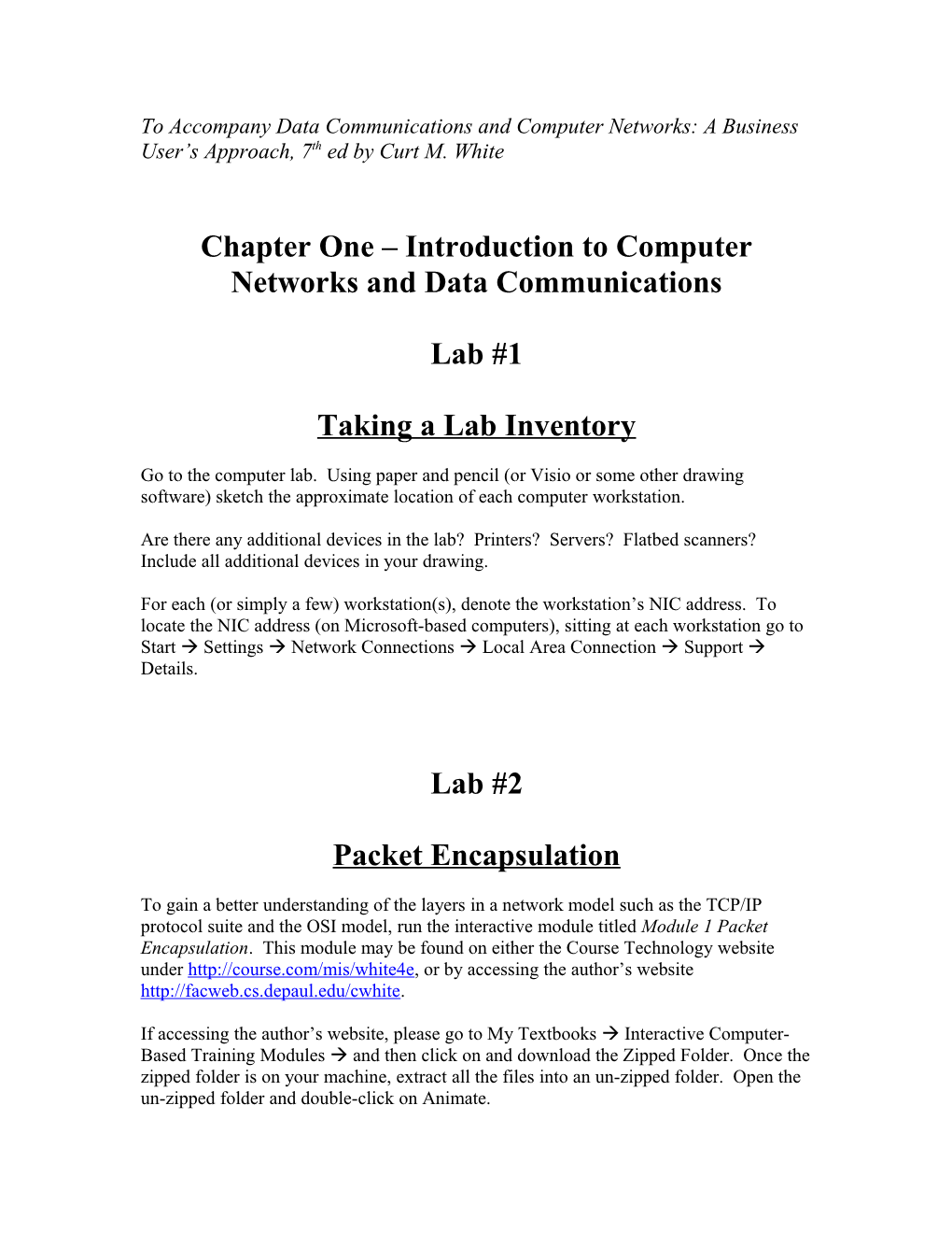 Chapter One Introduction to Computer Networks and Data Communications