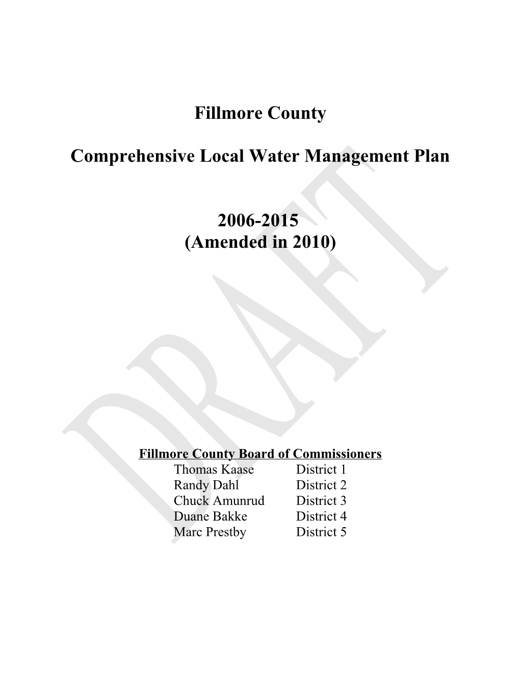 Comprehensive Local Water Management Plan