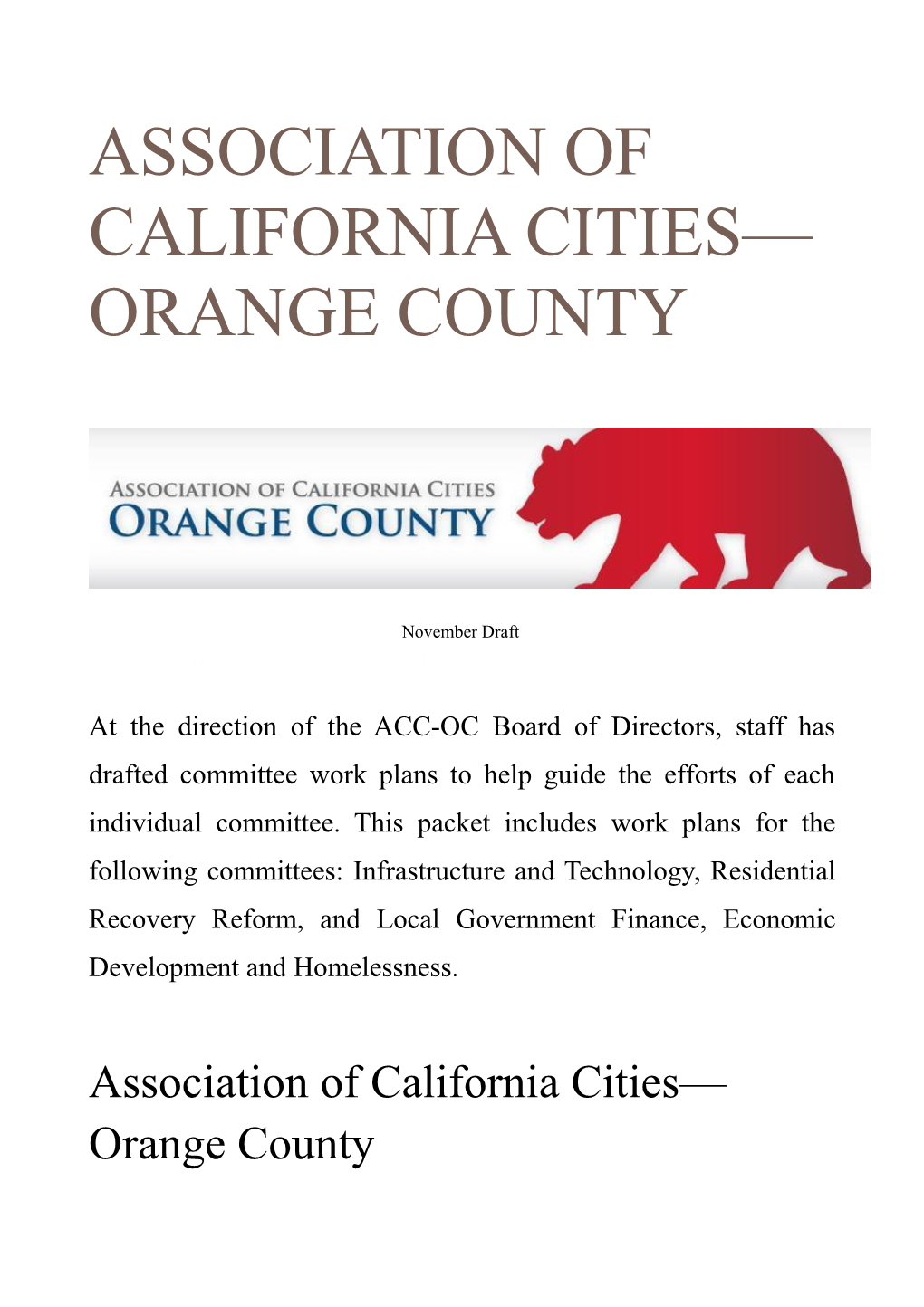 Association of California Cities Orange County
