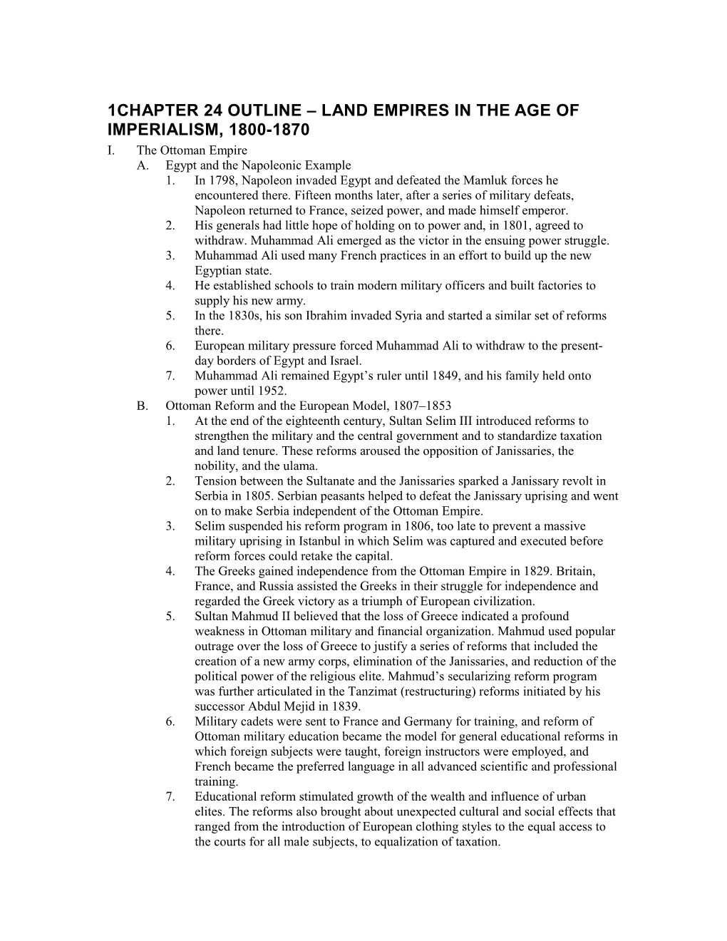 CHAPTER 24 OUTLINE Land Empires in the Age of Imperialism, 1800-1870