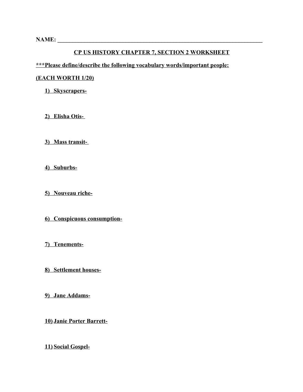 Cp Us History Chapter 7, Section 2 Worksheet