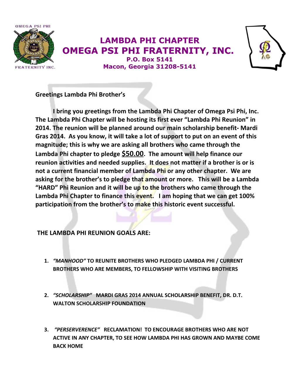 The Lambda Phi Chapter of Omega Psi Phi Fraternity, Inc