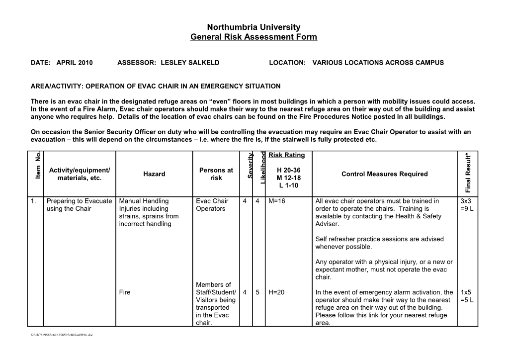 General Risk Assessment Form s4