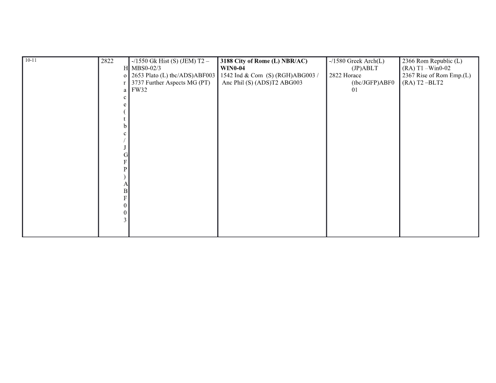 Timetable 2012-13 CLASSICS DEPARTMENT
