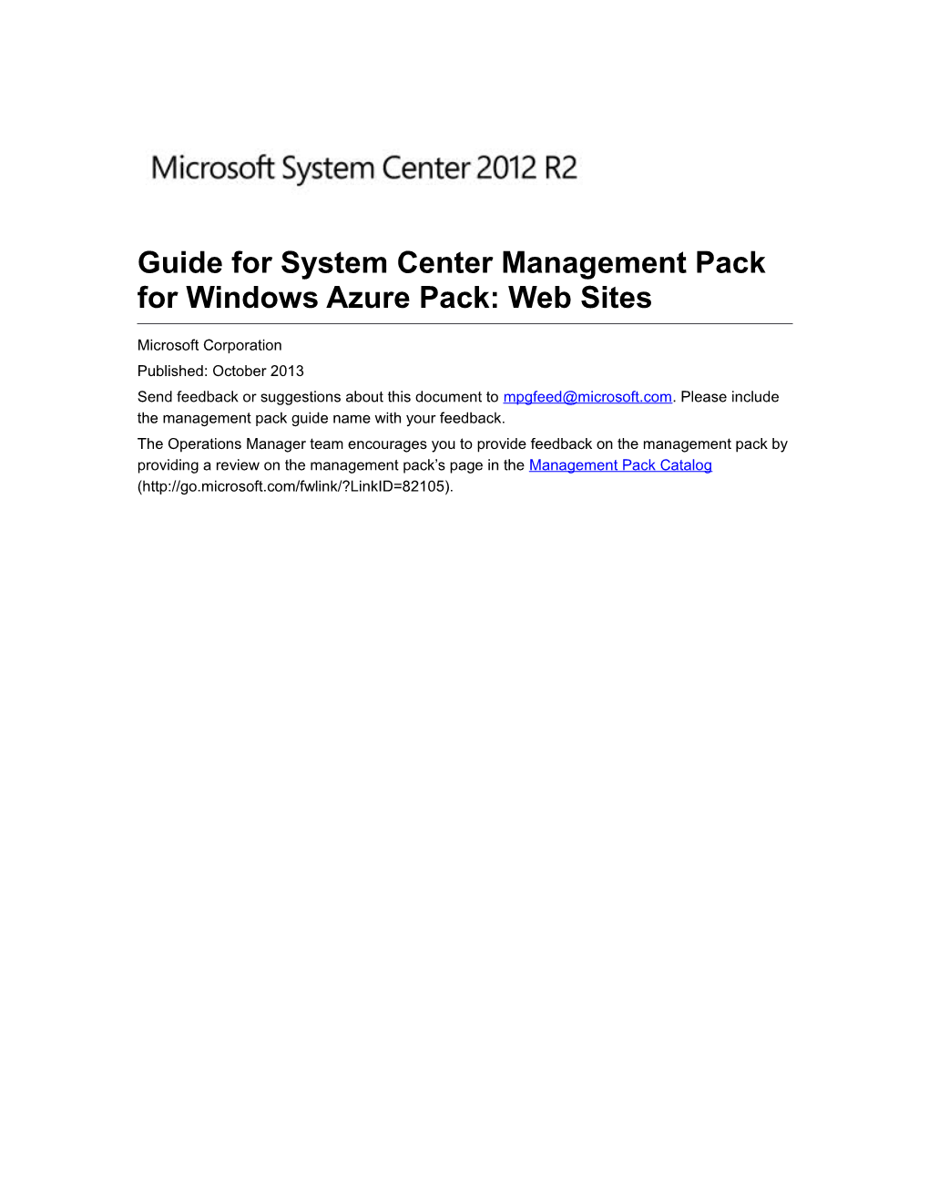 Guide for System Center Management Pack for Windows Azure Pack: Web Sites