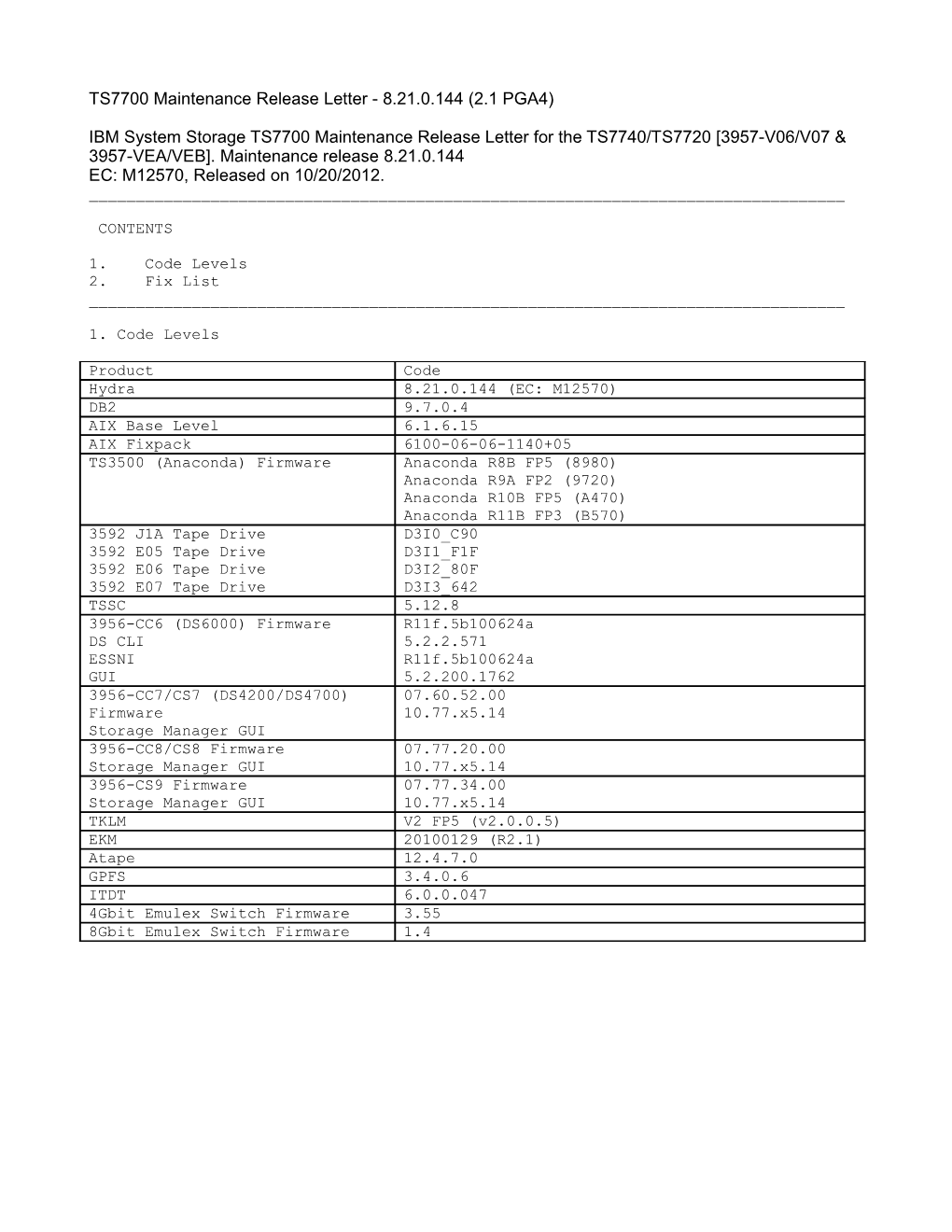 TS7700 Maintenance Release Letter - 8.21.0.144 (2.1 PGA4)