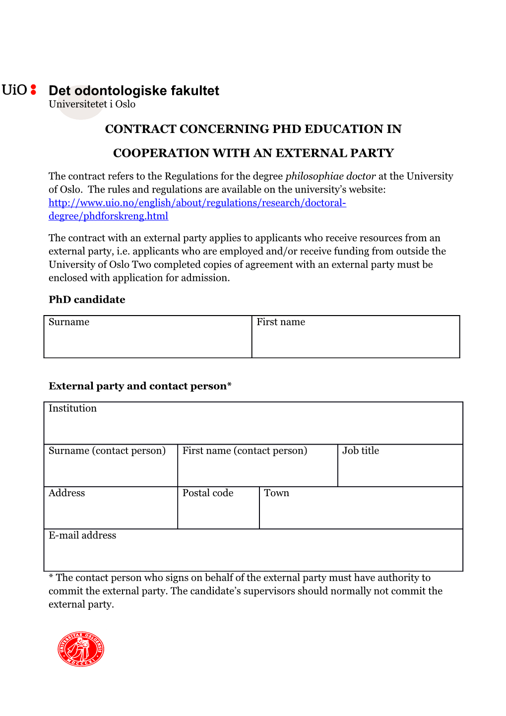 Contract Concerning Phd Education In
