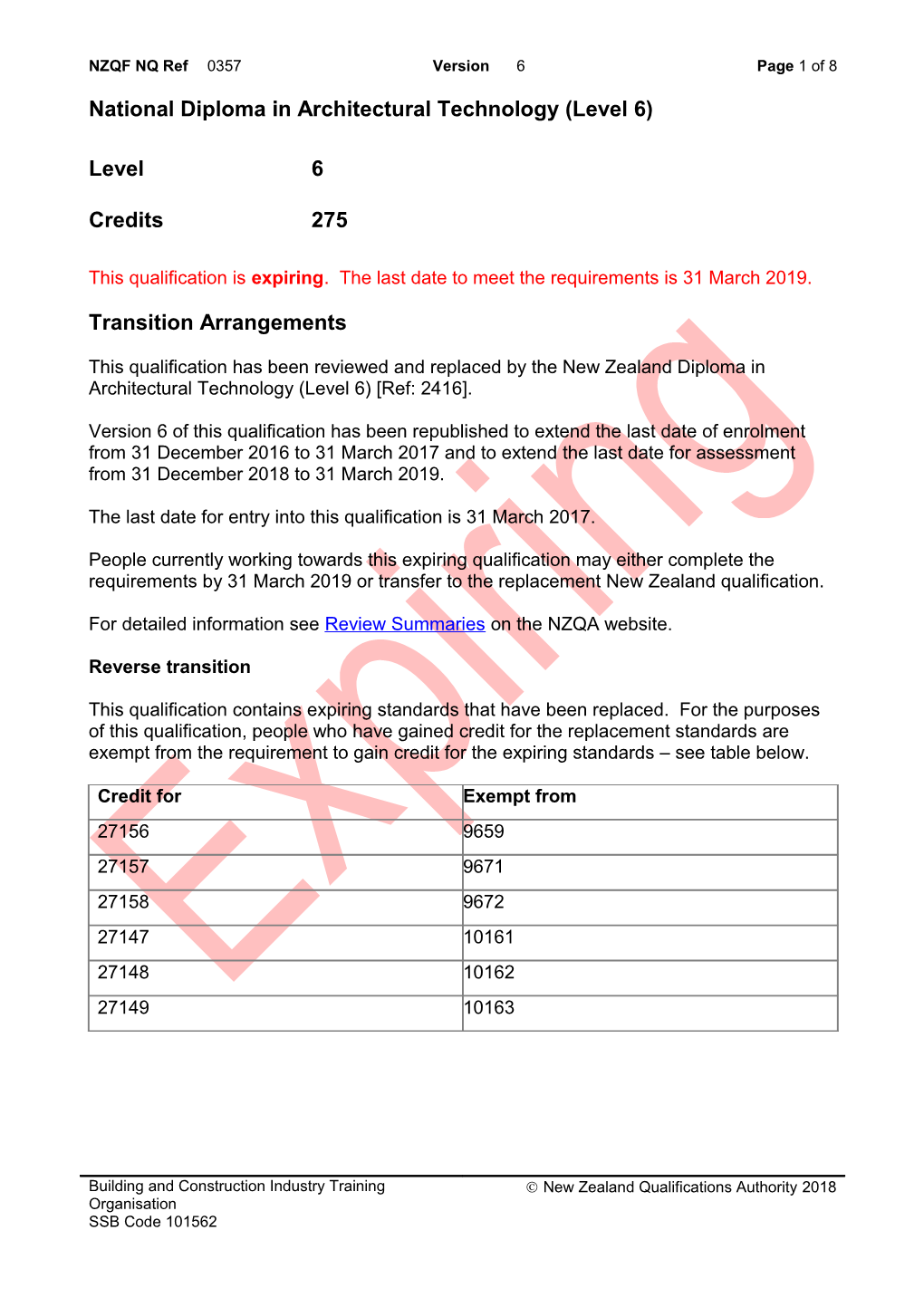 0357 National Diploma in Architectural Technology (Level 6)