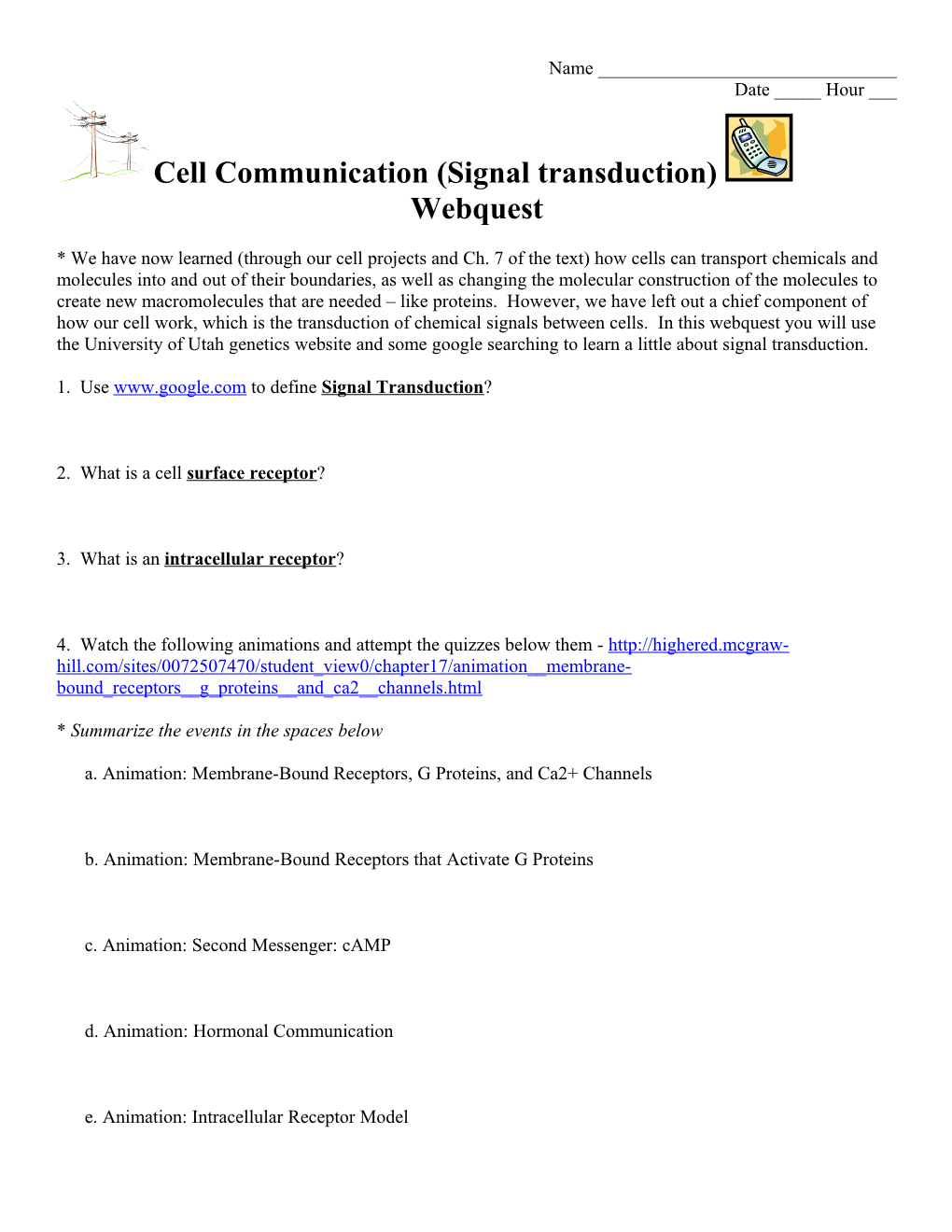 Cell Communication Webquest s2