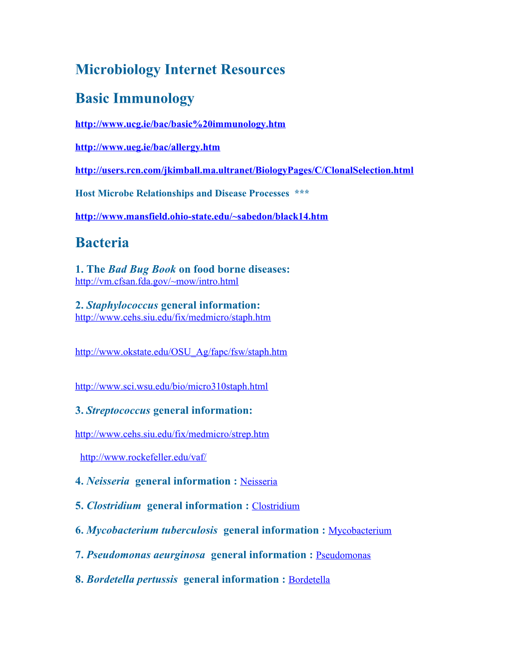Microbiology Internet Resources