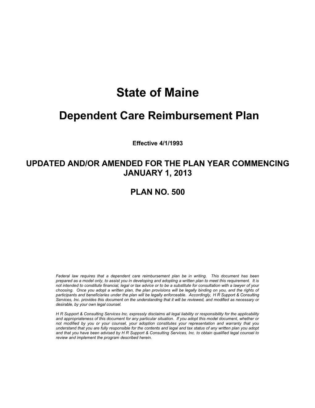 Dependent Care Reimbursement Plan