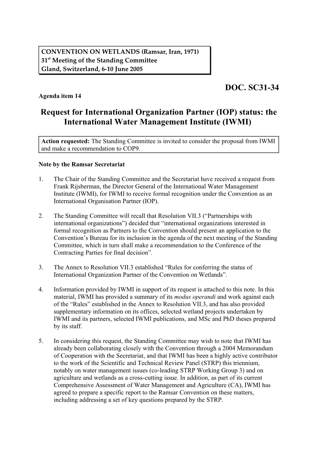 CONVENTION on WETLANDS (Ramsar, Iran, 1971) s3