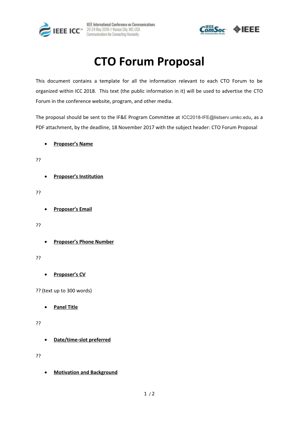 CTO Forum Proposal