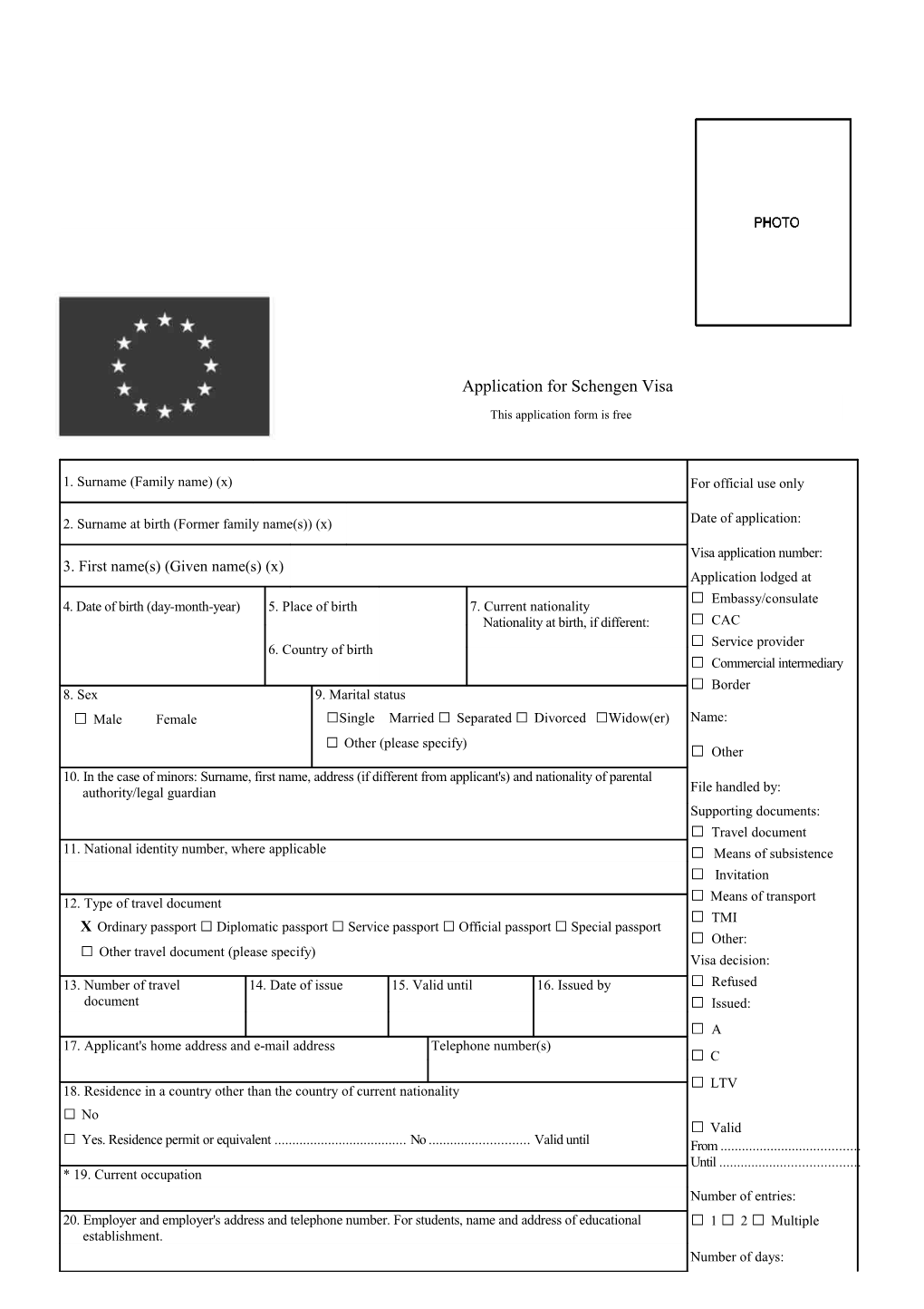 Application for Schengen Visa s1