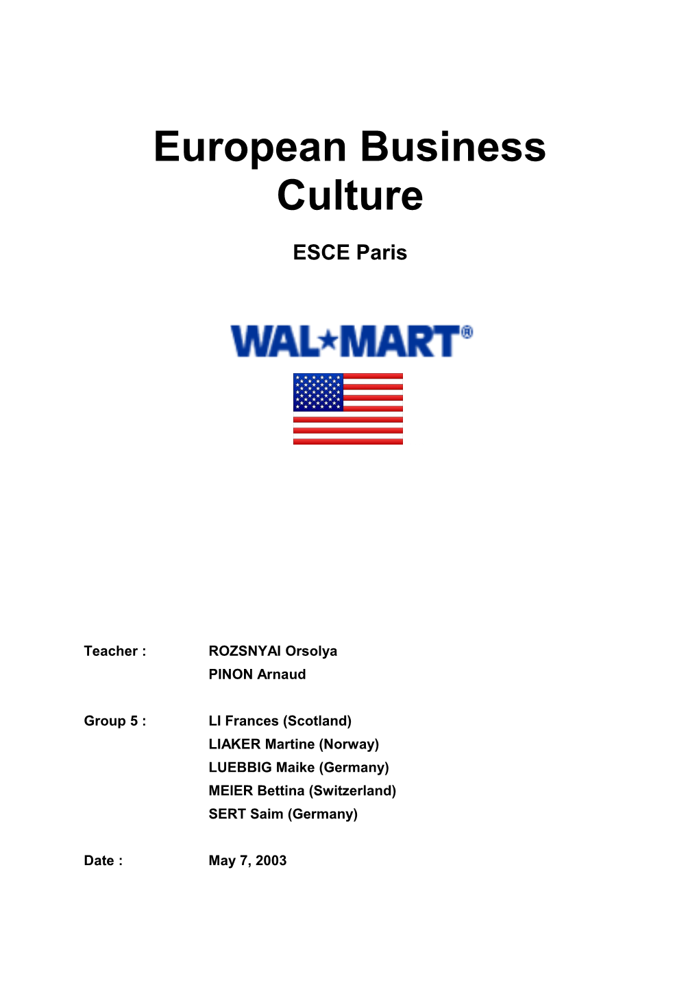 European Business Culture Group 5