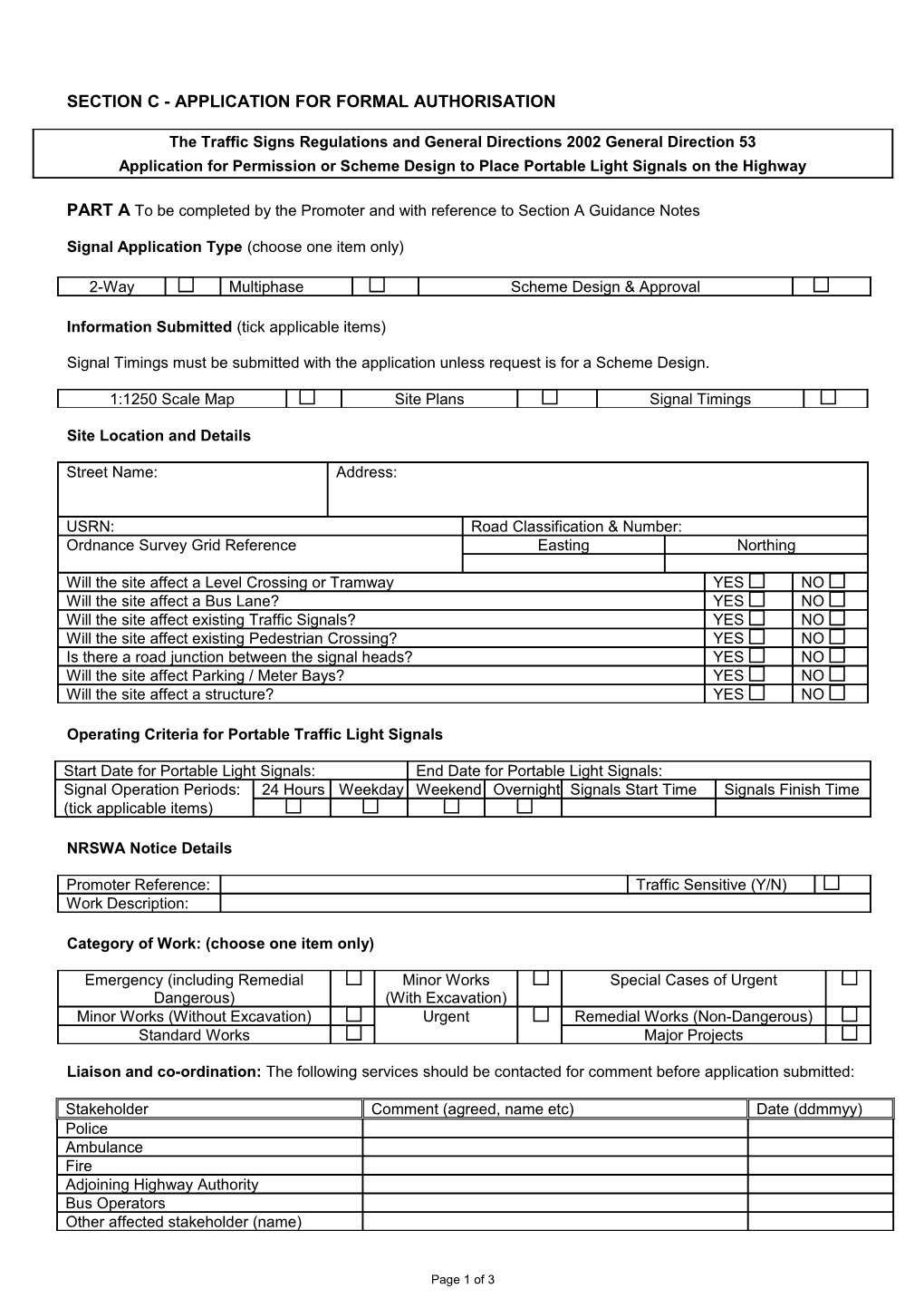 Section C - Application for Formal Authorisation