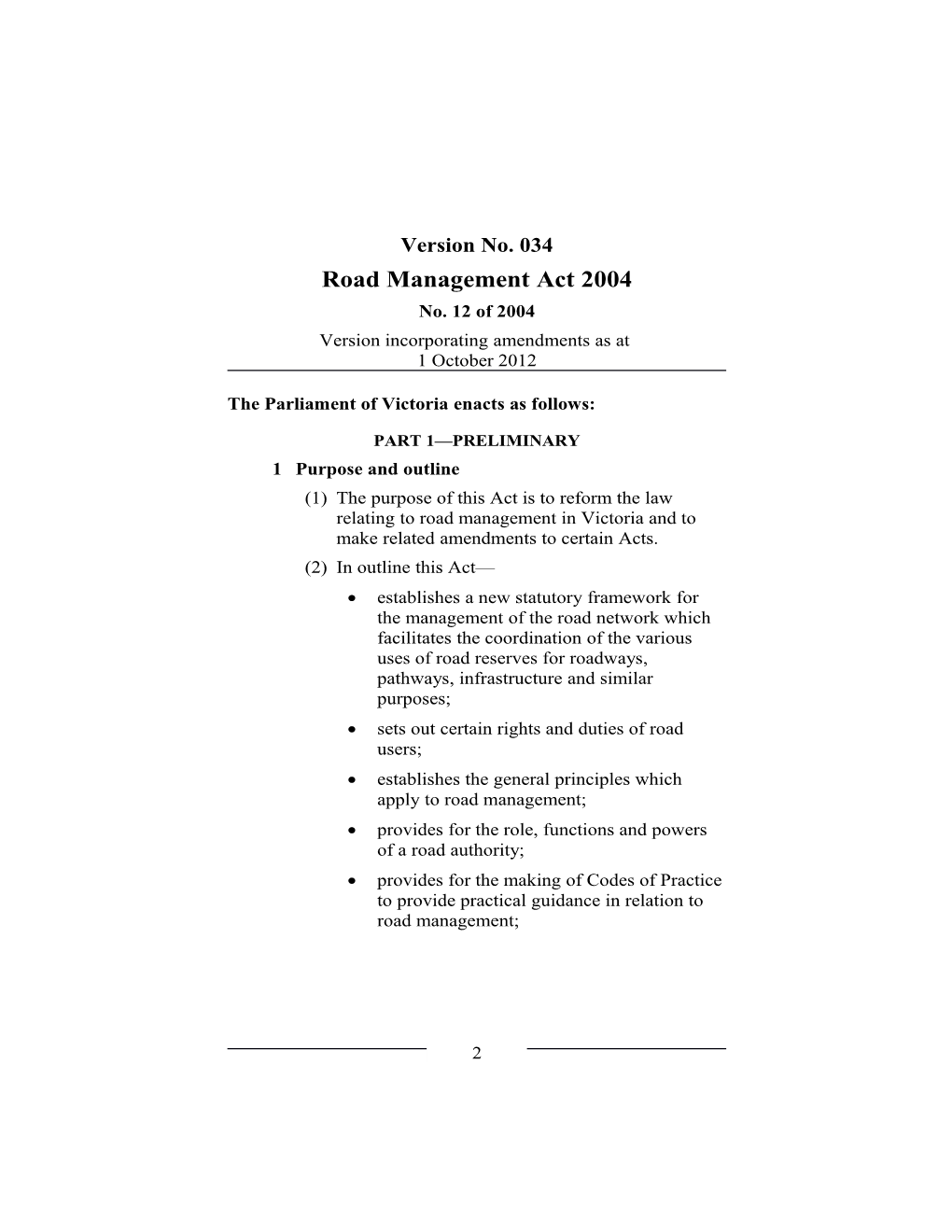 Road Management Act 2004