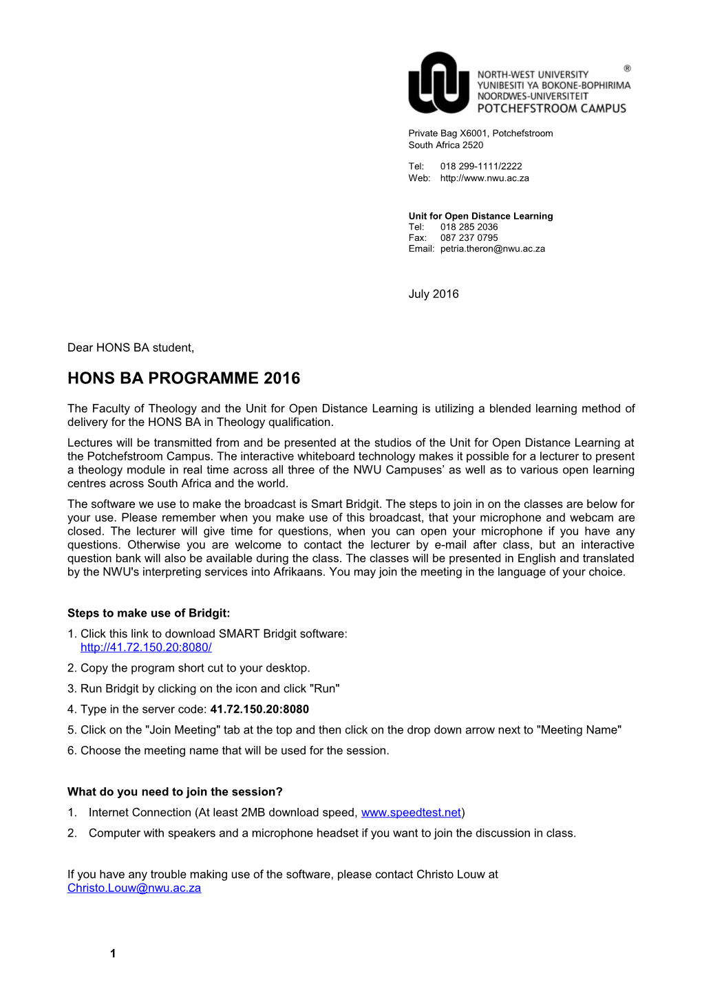 Hons Ba Programme 2014