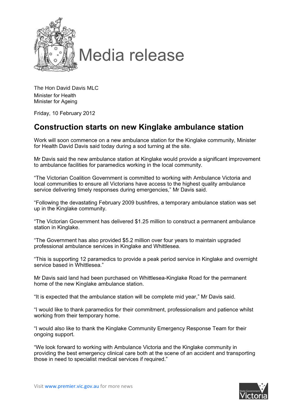 Construction Starts on New Kinglake Ambulance Station
