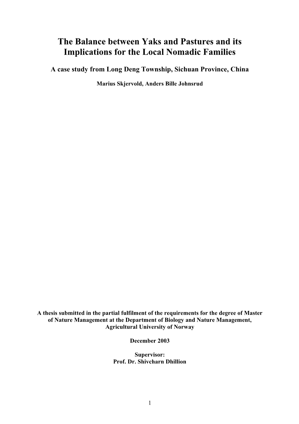 A Case Study from Long Deng Township, Sichuan Province, China