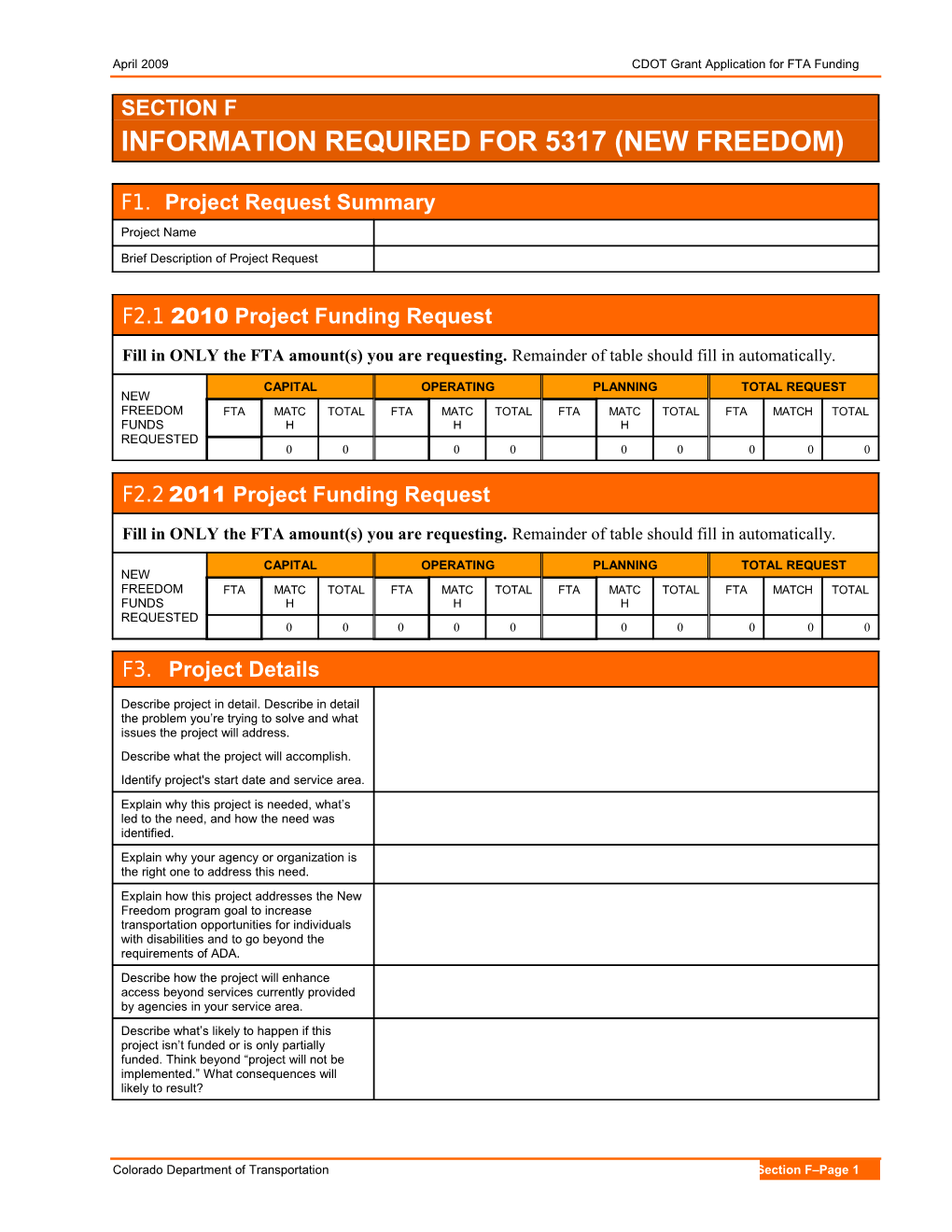 Colorado Department of Transportation Section F Page 1