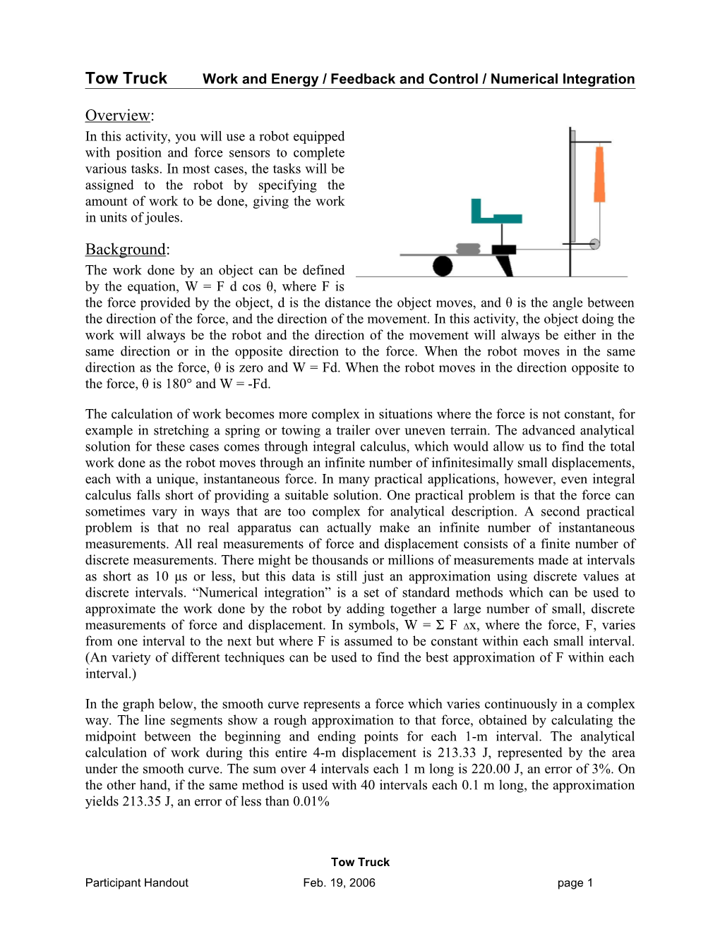 Tow Truck Work and Energy / Feedback and Control / Numerical Integration