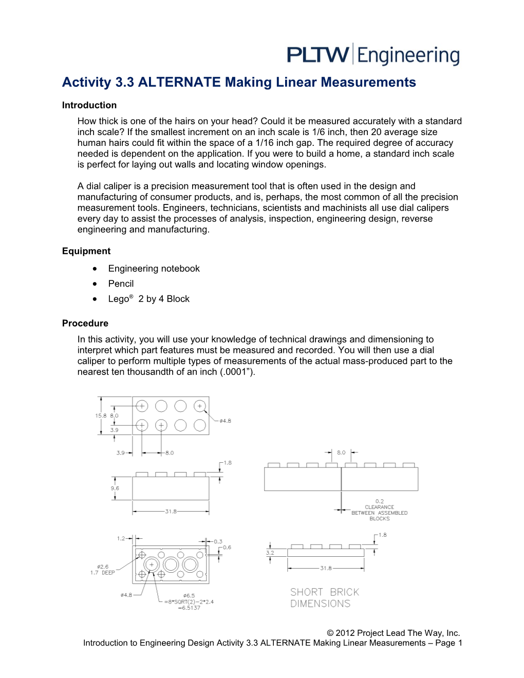 Activity 3.3 ALTERNATE Making Linear Measurements