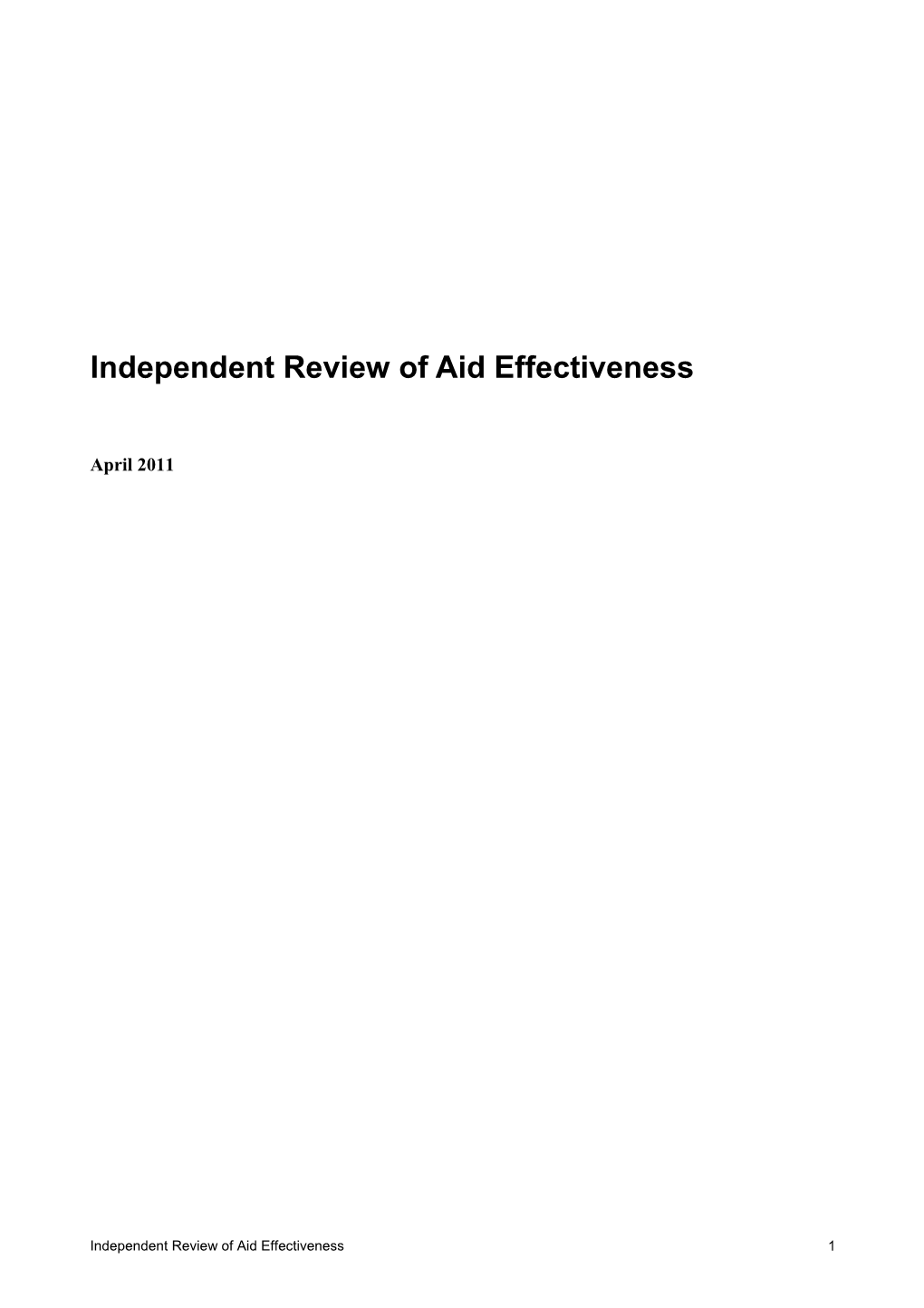 Independent Review Of Aid Effectiveness