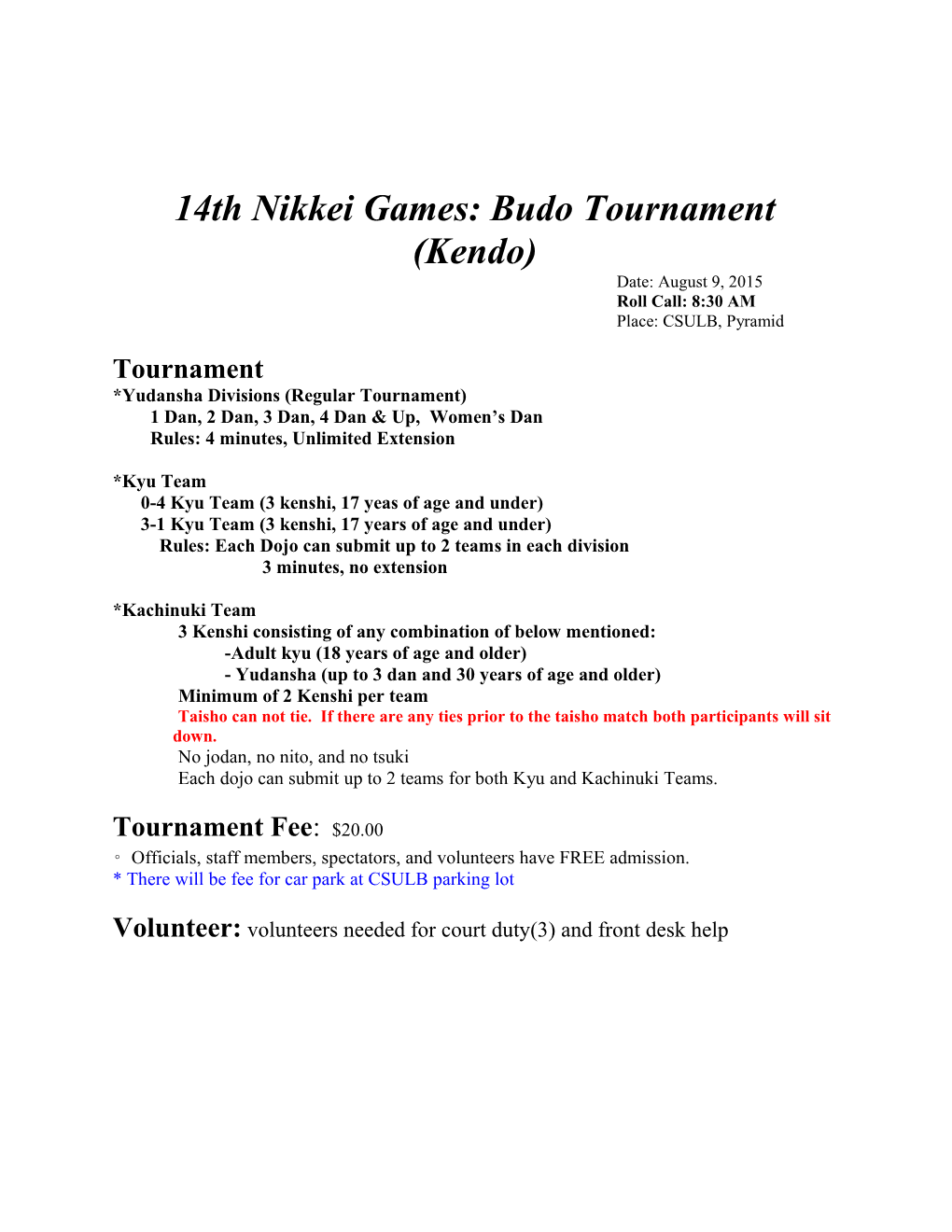 14Th Nikkei Games: Budo Tournament (Kendo)