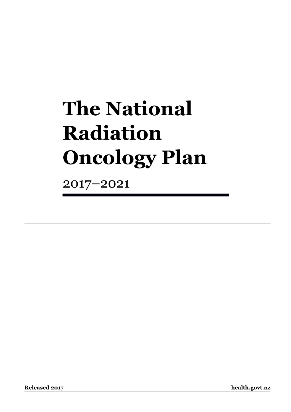 National Radiation Oncology Plan 2017 2021