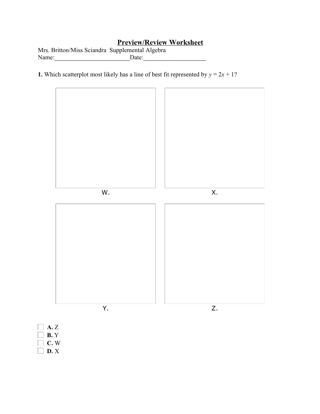 Preview/Review Worksheet