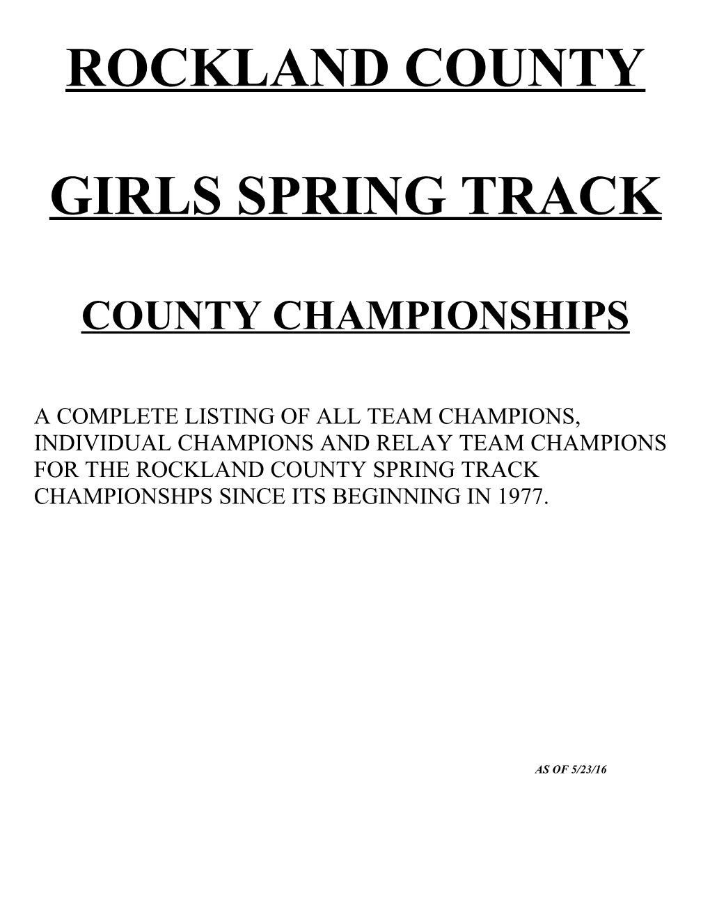 Girls Spring Track