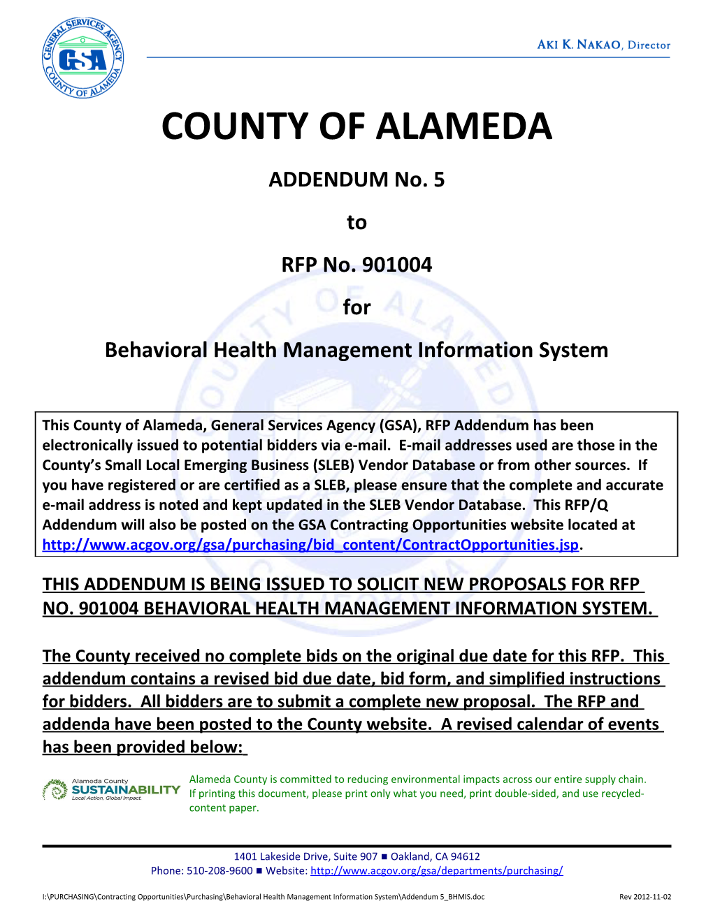 County of Alameda, General Services Agency Purchasing s1