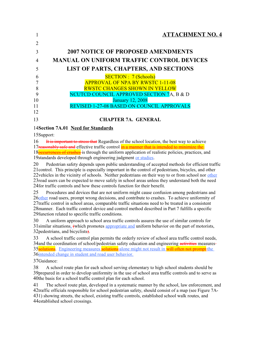 2007 Notice of Proposed Amendments