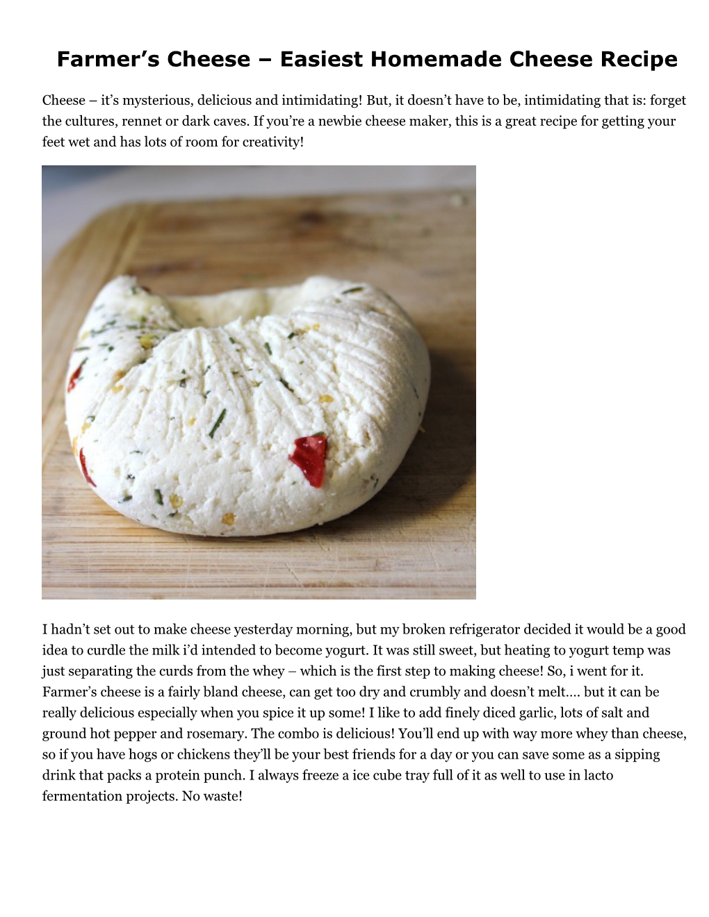 Farmer S Cheese Easiest Homemade Cheese Recipe