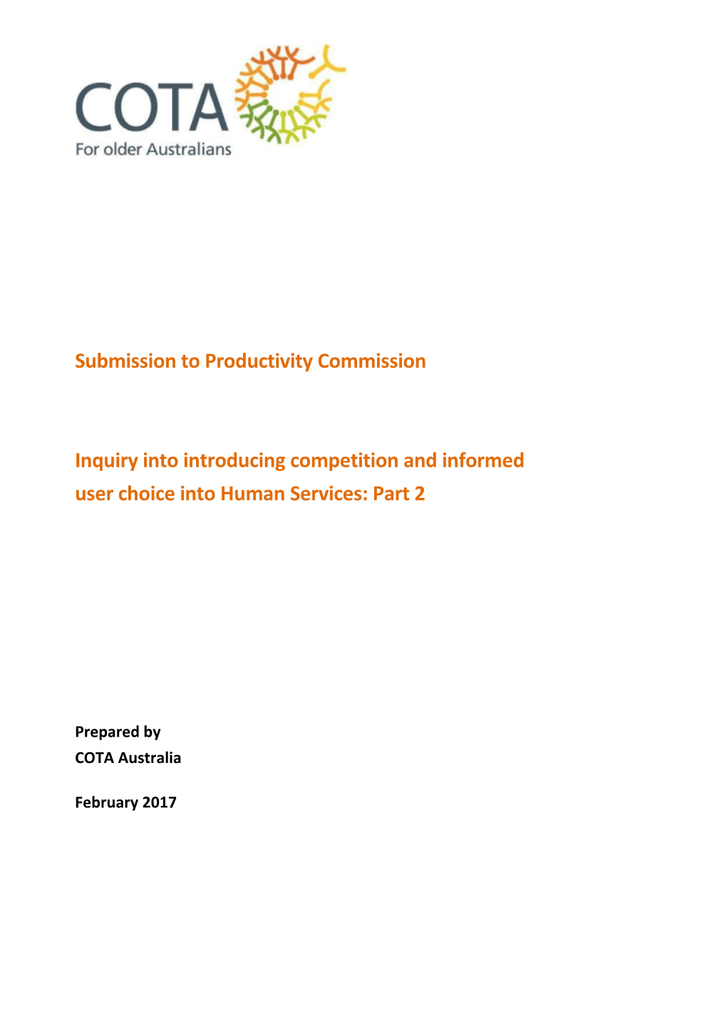 Submission 456 - COTA Australia - Reforms to Human Services - Stage 2 of Human Services